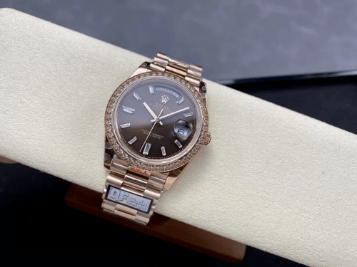QF공장 롤렉스 데이데이트 브라운 다이얼 다이아 베젤 40mm m228238