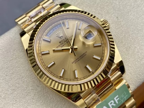 ARF공장 롤렉스 데이데이트 샴폐인 인덱스 다이얼 옐골 40mm m228238