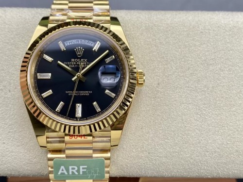 ARF공장 롤렉스 데이데이트 검판 바게트다이아 다이얼 옐골 40mm m228238