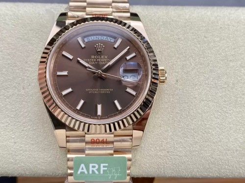 ARF공장 롤렉스 데이데이트 초코판 인덱스 다이얼 로즈골드 금통 40mm m228235