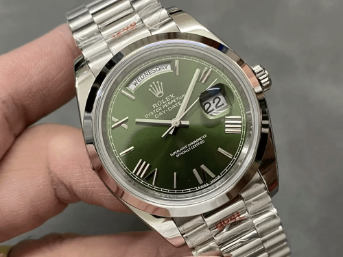 QF공장 롤렉스 데이데이트 그린 로만 다이얼 스무스 베젤 SS 브레이슬릿 40mm 텅스텐 228206