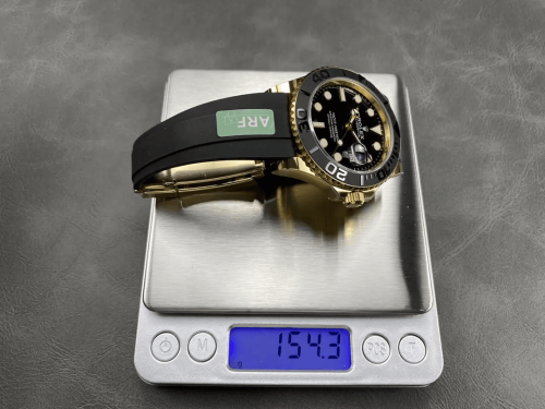 ARF공장 롤렉스 요트마스터 블랙 다이얼 옐로우골드 러버밴드 42mm (텅스텐 헤비버전) 226658
