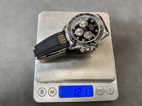 QF공장 롤렉스 데이토나 크로노그래프 블랙 다이얼 8다이아 러버밴드 40mm (텅스텐 헤비버전) 126519