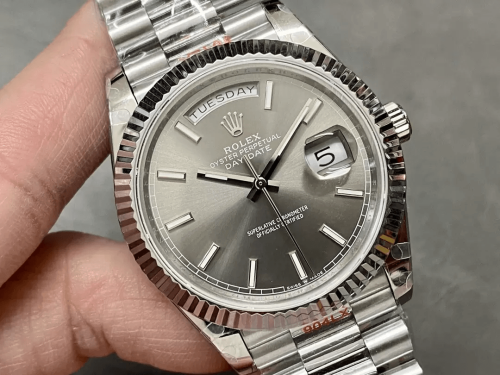 GM공장 롤렉스 데이데이트 그레이 다이얼 바인덱스 SS 쥬빌레 40mm V3(텅스텐 헤비 버전) 228236