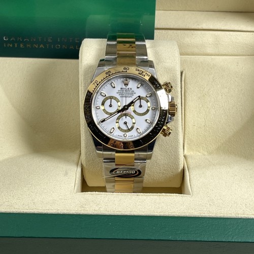 BT공장 롤렉스 데이토나 크로노그래프 화이트 다이얼 바인덱스 YG 콤비 40mm 116503