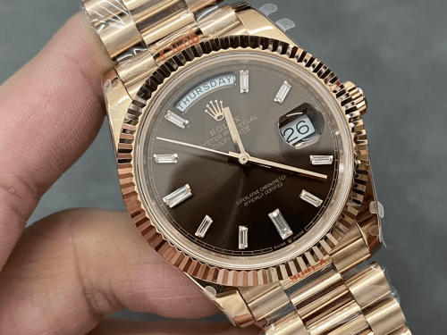 GM공장 롤렉스 데이데이트 초코다이얼 바게트다이아 로즈골드 금통 40mm V3(텅스텐 헤비 버전) 228235