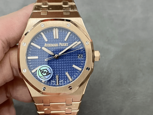 APS공장 오데마피게 로얄오크 50주년 한정판 블루 텍스처 다이얼 로즈골드 금통 41mm 15510OR
