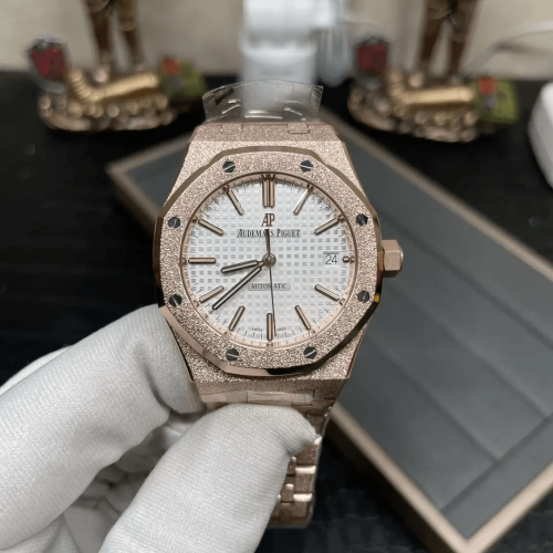 APS공장 오데마피게 로얄오크 프로스트 화이트 다이얼 로즈골드 금통 37mm 15454OR