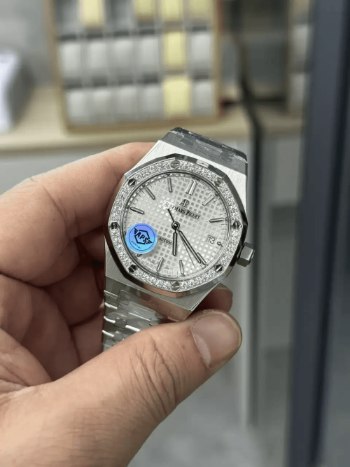 APS공장 오데마피게 로얄오크 화이트 다이얼 다이아베젤 스틸 SS 브레이슬릿 37mm 15451