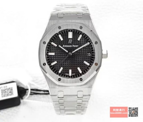 OM공장 오데마피게 로얄오크 블랙 다이얼 스틸 SS 브레이슬릿 41mm 15500ST