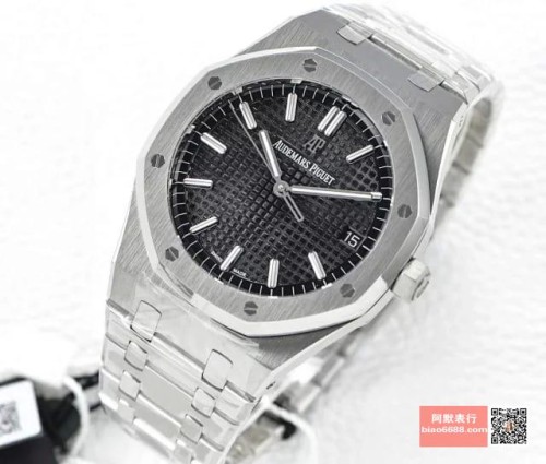 OM공장 오데마피게 로얄오크 블랙 다이얼 스틸 SS 브레이슬릿 41mm 15500ST