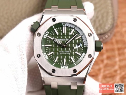 JF공장 오데마피게 로얄오크 오프쇼어 밀리터리 그린 다이얼 스틸 그린 러버스트랩 42mm 15710ST