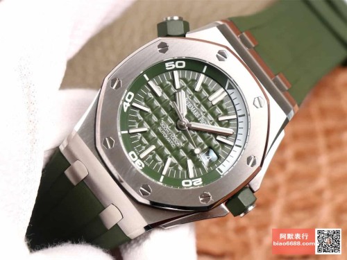 JF공장 오데마피게 로얄오크 오프쇼어 밀리터리 그린 다이얼 스틸 그린 러버스트랩 42mm 15710ST