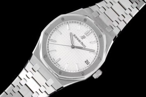 ZF공장 오데마피게 로얄오크 화이트 텍스처 다이얼 스틸 SS 브레이슬릿 V2 41mm 15500ST