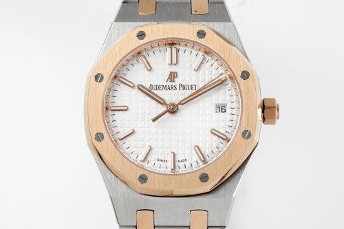 8F공장 오데마피게 로얄오크 레이디 화이트 다이얼 로즈골드 콤비 34mm 77350SR