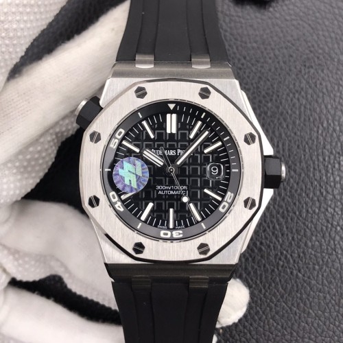 ZF공장 오데마피게 로얄오크 오프쇼어 블랙 텍스처 다이얼 스틸 블랙 러버 스트랩 42mm 15710ST