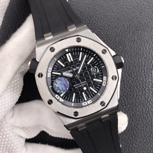 ZF공장 오데마피게 로얄오크 오프쇼어 블랙 텍스처 다이얼 스틸 블랙 러버 스트랩 42mm 15710ST