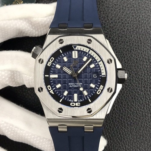 BF공장 오데마피게 로얄오크 오프쇼어 블루 텍스처 다이얼 스틸 블루 러버 스트랩 42mm 15720ST