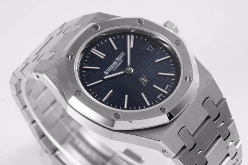 KZ공장 오데마피게 로얄오크 블루 텍스처 다이얼 스틸 SS 브레이슬릿 39mm 15202BC