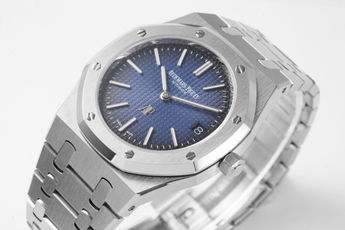 KZ공장 오데마피게 로얄오크 스모키 블루 텍스처 다이얼 스틸 SS 브레이슬릿 39mm 15202BC