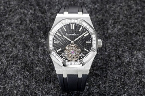 R8공장 오데마피게 로얄오크 투르비옹 블랙 다이얼 다이아베젤 블랙 러버스트랩 V3 41mm 26521BC
