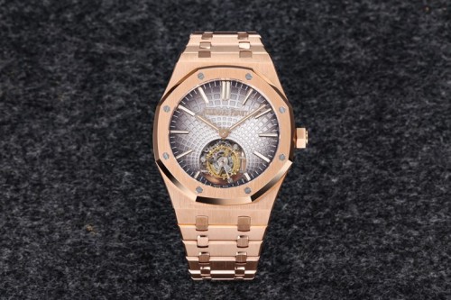 R8공장 오데마피게 로얄오크 플라잉 투르비옹 그레이 다이얼 로즈골드 금통 41mm 26530OR