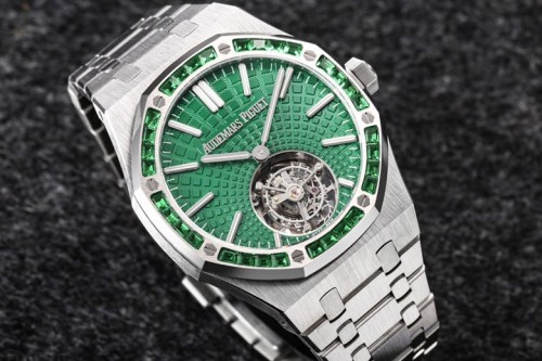 R8공장 오데마피게 로얄오크 플라잉 투르비옹 그린 다이얼 SS 브레이슬릿 41mm 26532IC