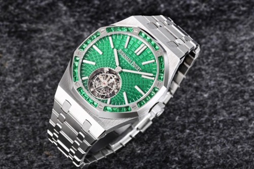 R8공장 오데마피게 로얄오크 플라잉 투르비옹 그린 다이얼 SS 브레이슬릿 41mm 26532IC