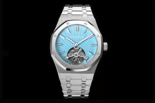 R8 공장 오데마피게 로얄오크 투르비옹 엑스트라씬 티파니 다이얼 블랙 러버 스트랩 41mm 26530