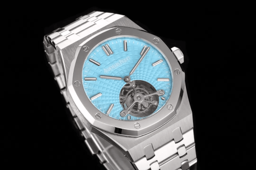 R8 공장 오데마피게 로얄오크 투르비옹 엑스트라씬 티파니 다이얼 블랙 러버 스트랩 41mm 26530