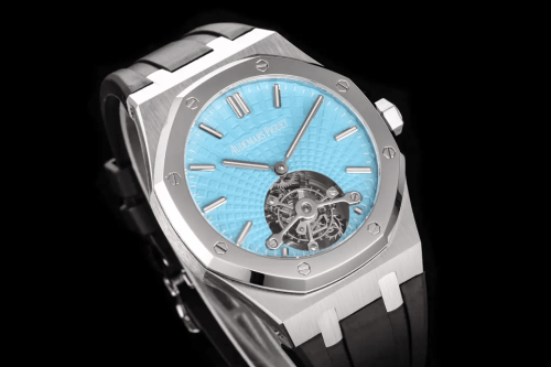 R8 공장 오데마피게 로얄오크 투르비옹 엑스트라씬 티파니 다이얼 블랙 러버 스트랩 41mm 26530