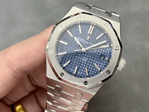 IP공장 오데마피게 로얄오크 블루 텍스처 다이얼 SS 브레이슬릿 37mm 15450