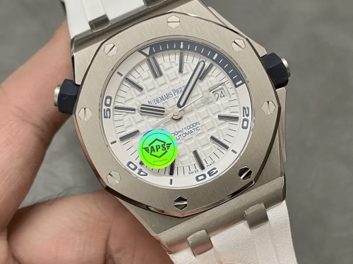 APS공장 오데마피게 로얄오크 오프쇼어 다이버 화이트 텍스처 다이얼 SS 화이트 러버 스트랩 42mm 15710