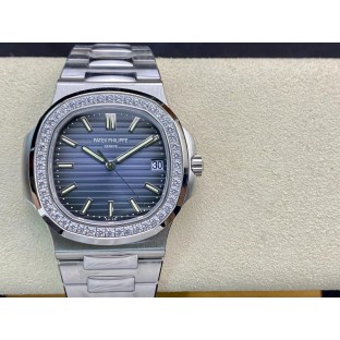PPF공장 파텍필립 노틸러스 블루 다이얼 바인덱스 다이아 베젤 SS 브레이슬릿 40mm 5711