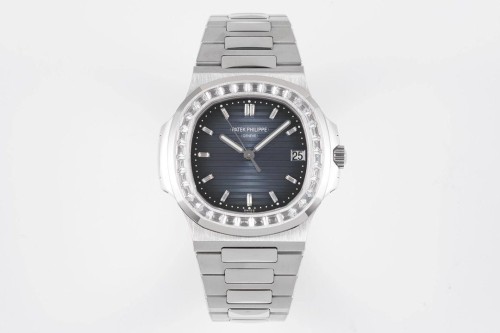 PPF공장 파텍필립 노틸러스 블루 다이얼 바게트 다이아 베젤 SS 브레이슬릿 40mm 5711