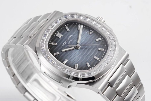 PPF공장 파텍필립 노틸러스 블루 다이얼 바게트 다이아 베젤 SS 브레이슬릿 40mm 5711