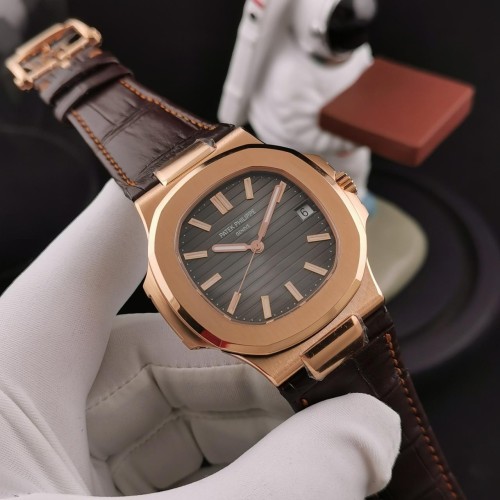 3K공장 파텍필립 노틸러스 그레이 다이얼 로즈골드 금통 가죽 스트랩 40mm 5711