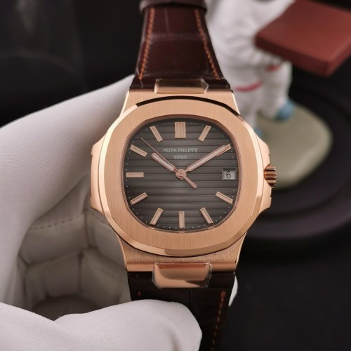 3K공장 파텍필립 노틸러스 그레이 다이얼 로즈골드 금통 가죽 스트랩 40mm 5711