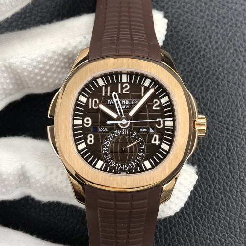 ZF공장 파텍필립 아쿠아넛 트래블타임 브라운 다이얼 로즈골드 41mm 5164
