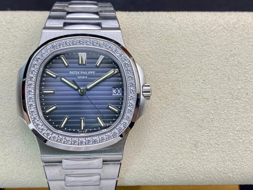 3K공장 파텍필립 노틸러스 청판 다이얼 다이아베젤 SS브레이슬릿 40mm 5711