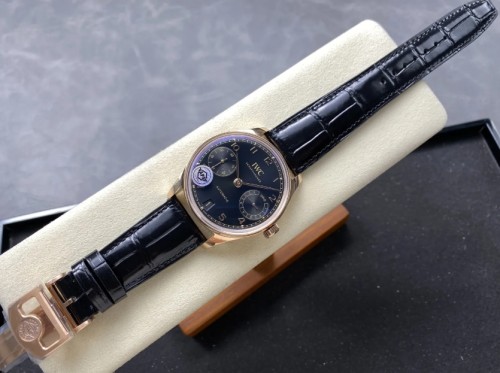 APS 공장 IWC 포르투기저 오토매틱 42mm 블랙 다이얼 블랙 가죽 스트랩 A52010