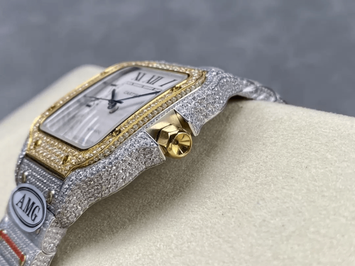 AMG공장 까르띠에 산토스 버스트다운 40mm 흰판 콤비