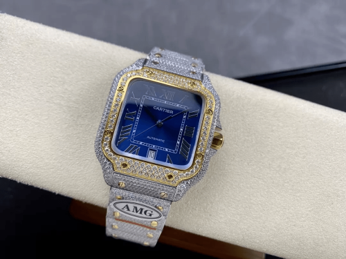 AMG공장 까르띠에 산토스 버스트다운 40mm 청판 콤비