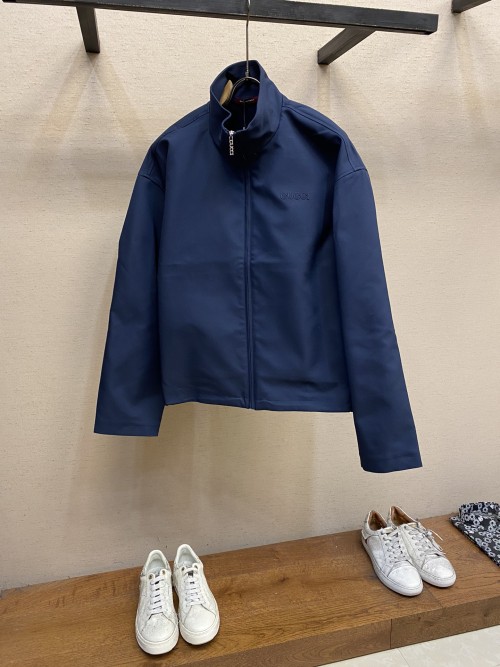 구찌 24FW 울 아세테이트 자수 집업 네이비