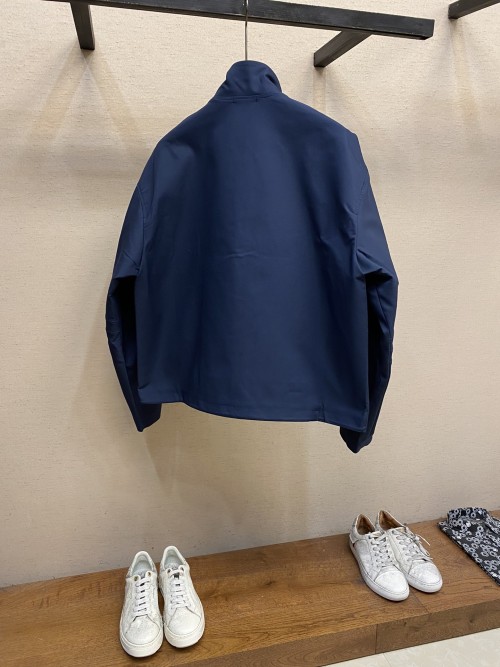 구찌 24FW 울 아세테이트 자수 집업 네이비
