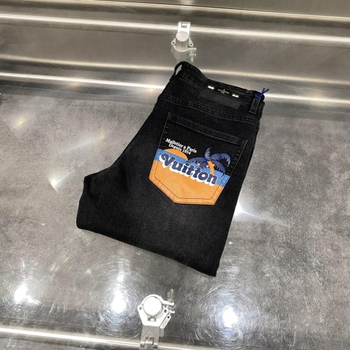 루이비통 24FW 1854 프린팅 흑청 데님 팬츠