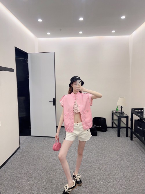 샤넬 24SS 더블 레이어 윈드 반팔 자켓