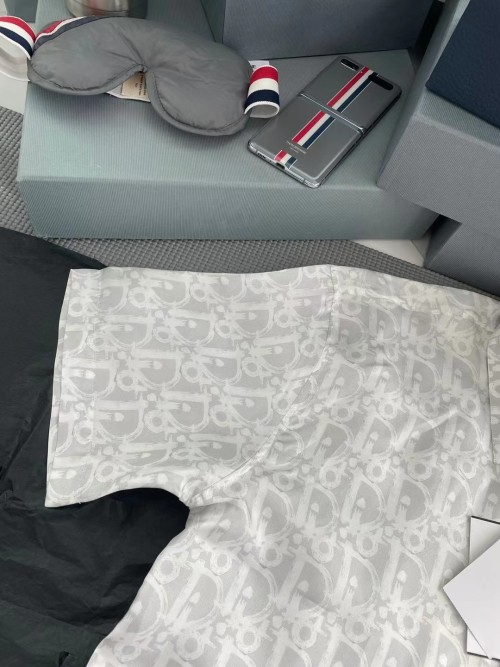 디올 오블리크 프린팅 멀베리 실크 반팔 셔츠