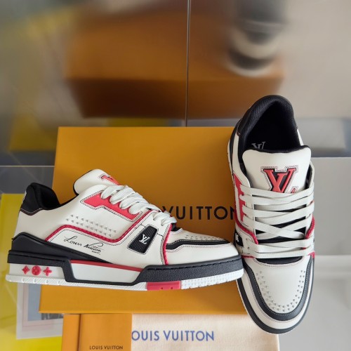 루이비통 남성 스니커즈 LV 트레이너 화이트 레드