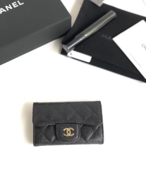 CHANEL 샤넬 카드지갑 케비어 금장 A80799